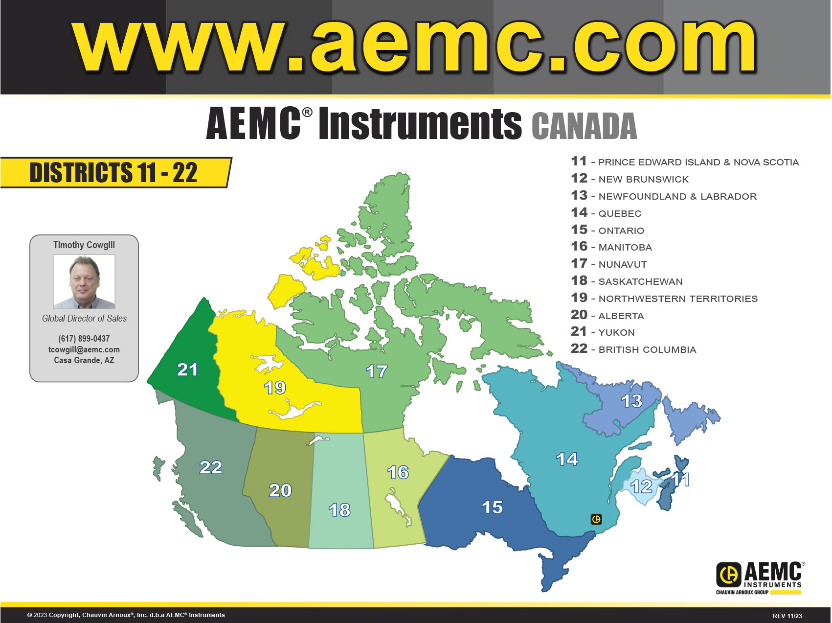 AEMC Instruments Canada District Sales Map